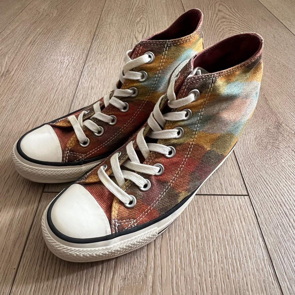 Converse Chuck Taylor All Star Lux Mid Wedge Argyle Plaid Metallic Women 7